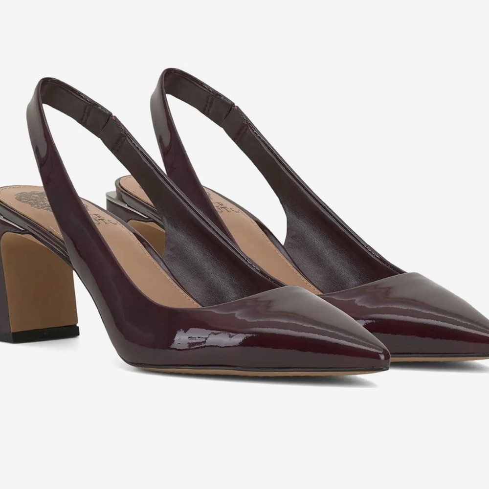 Burgundy Patent Leather Trendy Slingback Pumps- Vince Camuto Size 11